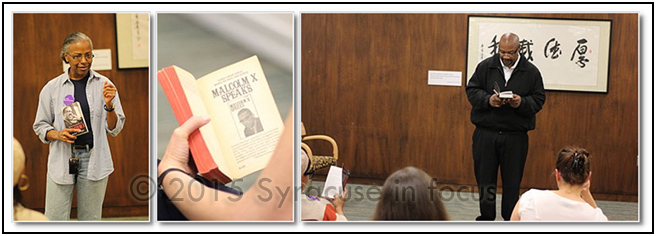 The Syracuse University event for the 4th Annual Community Read-Out was held at Bird Library. The event was organized by Professor Joan Bryant (far left).