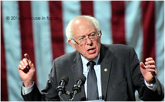 Sen. Bernie Sanders drew thousands to a mid-day rally in Syracuse yesterday. He talked about restoring fiscal responsibility to Wall Street, income equality and access to healthcare.