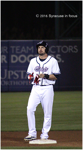 Caleb Ramsey knocked in two runs during a win last night versus Indianapolis. He is shown here after he smacked a double in the  7th inning.