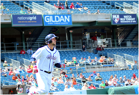 Matt Skole belted his first home run of the season yesterday during the win over Pawtucket.