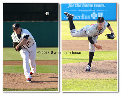 It's beginning to look a lot like mid-summer around here. Last night the Chiefs and Indianapolis game started as a classic pitcher's classic. Syracuse's Aaron Laffey left) and Indy's Chad Kuhl threw smoke and shut outs for 3 innings.