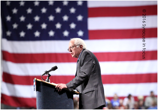 Sen. Bernie Sanders at the OnCenter in Syracuse.