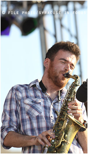 Andrew Gould and Nuf Said will bring some Brooklyn Boheme back to the Northeast Jazz & Wine Festival this weekend. This photo is from their 2015 performance in Clinton Square.