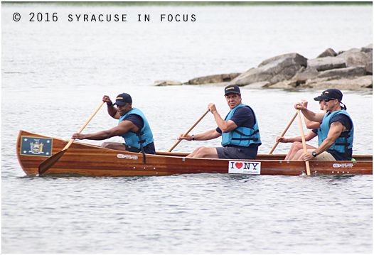 Team Cuomo rowed away from Willow Bay to begin the Onondaga Lake Cup race this morning.