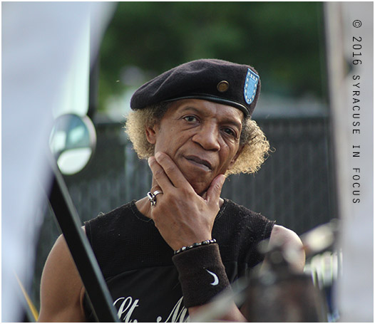 Vocalist Ricky Chisolm assessed the  scene during the first set for the Blacklites this evening.