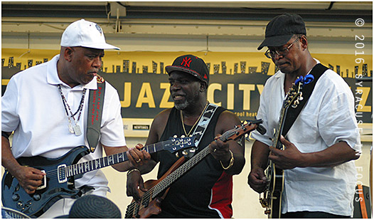 The Blacklites show featured several collaboration, such as this guitar contest.