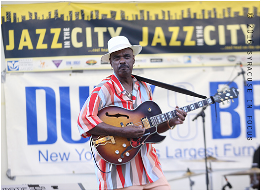 What a pleasant surprise. This guy played a guitar like  Bobby Womack, dressed like a dapper don, has a movie star name and sounds like the late Spencer Harrison. Colionne was the perfect choice for Jazz in the City's North Salina location.