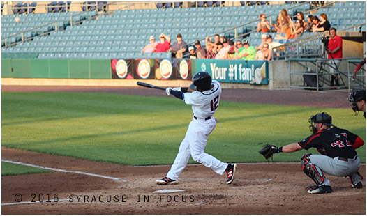 During the bottom of the second inning Chiefs leftfielder Zach Collier hit a double at the plate (driving in two runs).