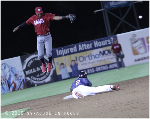 Michael Taylor of the Chiefs walked in the bottom of the fourth inning of Thursday's double-header against Lehigh Valley. He went to third on an error and later scored a run. The Chiefs still lost 3-2.