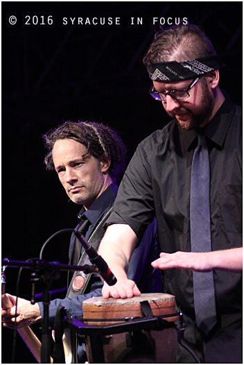 Bassist Fraser Gauthier (left) and drummer Danno O'Shea joined Searson on stage during the Syracuse Irish Festival.