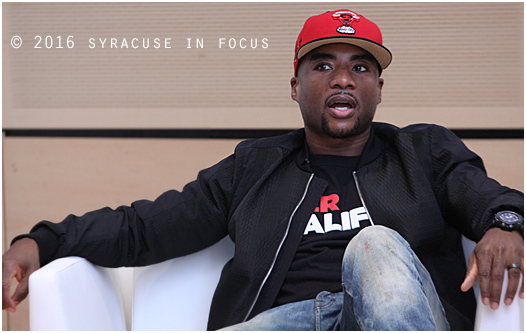 Radio and TV personality Charlamagne Tha God visited Syracuse University yesterday.