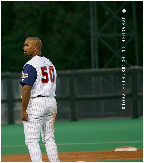 Carlos Delgado, playing in 2004 with the Syracuse Chiefs.