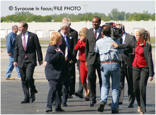 H. Carl McCall was the first African-American to be elected comptroller of New York. He is pictured here arriving at Exec Air in 2002 as the Democratic candidate for governor of New York. 