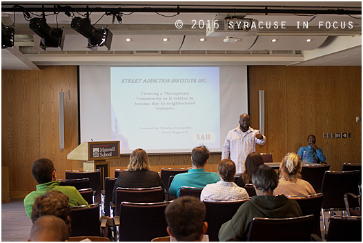 Timothy Noble Jennings-Bey talked about how to change attitudes and perceptions during Wednesday’s Conversations in Conflict Studies event.