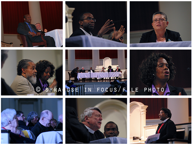 Race & Reconciliation Forum, Syracuse University (circa 2007) featured Charles V. Willie, Ph.D., Rev. Michael Battle, Byron Rushing, Lyn Headley-Deavour,Bea Gonzalez, Rev. Canon William Barnwel and Rev. Jennifer Baskerville-Burrows,rector of Grace Church and Episcopal chaplain at Syracuse University's Hendricks Chapel. The forum marked the 110th anniversary the founding of St. Philip's Church and 50th anniversary of its closing.