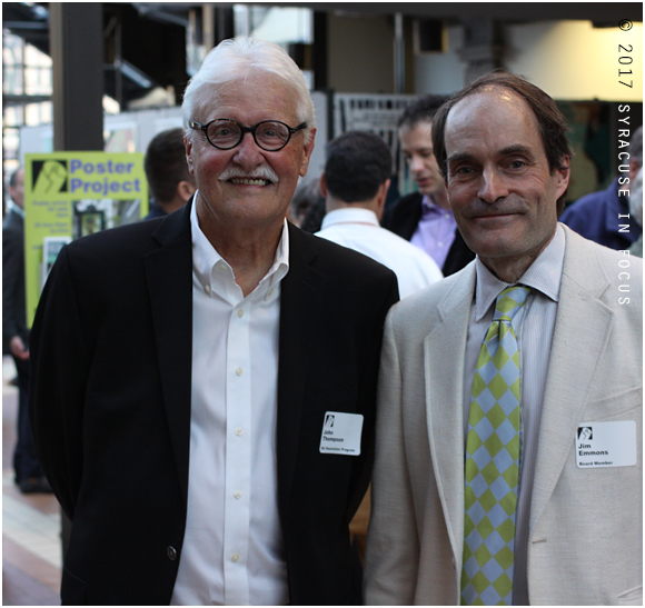 John Thompson & Jim Emmons helped kick off the Syracuse Poster Project unveiling this evening at the City Hall Commons Atrium. John is an illustration professor at @syracuseu and Jim is a co-founder of the Poster Project. The project began in 2001.