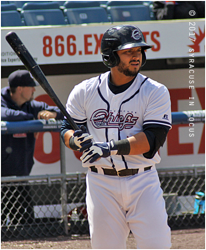 Jhonatan Solano caught his 325th career game with the Syracuse Chiefs on Wednesday. That's a new franchise record.