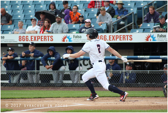 Chiefs centerfielder Andrew Stevenson hit a single in the first inning of last night's game against Scranton/Wilkes-Barre