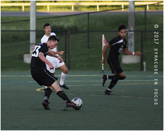 Syracuse FC took 8 shots on goal last night against FC Buffalo. Two of them, one by Jacob Kohlbrenner (pictured) and another by Nate Bourdeau made it thru. After tonight's win, Syracuse will host Erie on Saturday.