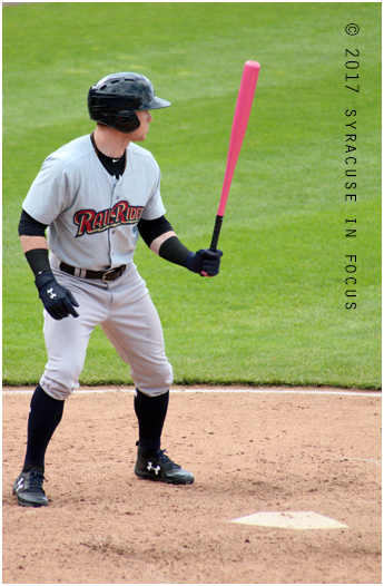 Clint Frazier hit a home run in his Yankee debut. He is pictured here during a spring visit to Syracuse with the Scranton/Wilkes Barre Railriders.