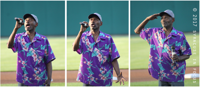 US Marine Corp Vet, recording artist and street musician Elijah Harris, Jr. sang the National Anthem for tonight's game against Durham.