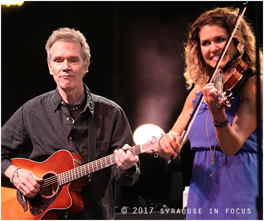 This year at the Syracuse Irish Festival Steve Phillips (left) of The Elders played a tune on stage he produced for The Moxie Strings.  He is pictured here with Diana Ladio.