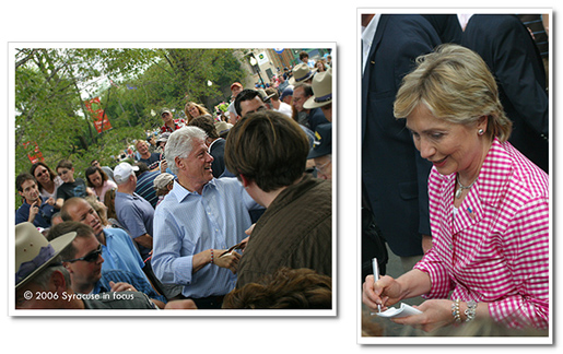 Sept. 1--A crowd of hundreds came out to greet Sen. Hillary Clinton (D-NY) and her husband, former President Bill Clinton, when they visited the New York State Fair today.