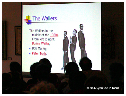 May 15--Bob Marley's Legacy--Syracuse University Professor Horace Campbell gave the keynote address for a program at the Community Folk Art Gallery about the legacy of Marley and roots of Rastafari.