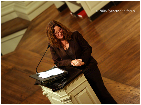(October 19)--Linda Martin Alcoff, Director of Women's Studies Program @ Syracuse University, Opens the Conference @ Hendricks Chapel