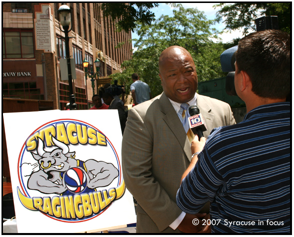 12-July-2007--The Syracuse ABA franchise today announced that the new name is the Raging Bulls, changed from the Bullies. Head coach Terrill Dean today discussed the new name as well as the merits of Marlin Johnson, Dayshaun Wright and Louis McCullough, three players who recently signed with the club.